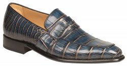 Mezlan "Paterna" 4273-J Jeans / Camel Genuine Alligator Loafer Shoes.