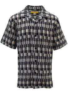 Silversilk Black / White Abstract Design Button Up Short Sleeve Shirt 6712