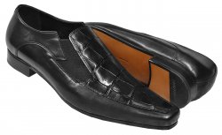 Mauri 0216 Black Genuine Alligator / Italian Calfskin Loafer Shoes