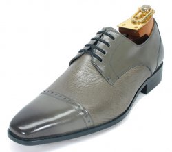 Carrucci Grey Genuine Calf Skin Leather Lace-up Shoes KS2240-03