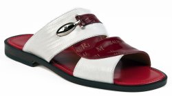 Mauri "5043" White / Red Genuine Tejus / Patent Slide-In Open Toe Sandals.