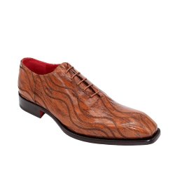 Fennix Italy "Albert" Cognac Genuine Eel-Skin Oxfords Shoes.