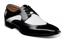 Stacy Adams "Tammany'' Black / White Genuine Leather Folded Moc Toe Oxford Shoes 25292-111.