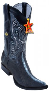 Los Altos Black Genuine Stingray Rowstone 3X Toe Boots 95N1105