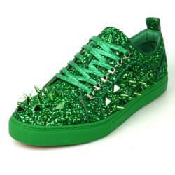 Fiesso Green Glitter Green Spikes Low Cut Sneaker FI2429.