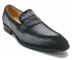 Carrucci Grey Genuine Suede Penny Loafer Shoes KS478-118S.