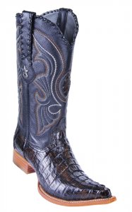 Los Altos Black Brown All-Over Genuine Crocodile Tail 3X Toe Cowboy Boots 950196