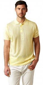 Stacy Adams Butter Knitted Microfiber Casual Short Sleeve Polo Shirt 7802