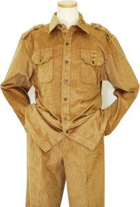 Prestige Khaki 2PC 100% Cotton Corduroy Outfit COR-106
