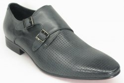 Carrucci Charcoal Genuine Calf Skin Perforation Shoes With Double Monkstrap KS308-06