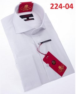 Axxess White Cotton Modern Fit Dress Shirt With French Cuffs 224-04.