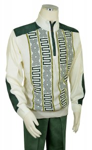 Bagazio Cream / Hunter Green Half-Zip Microsuede Sweater Outfit BM1989