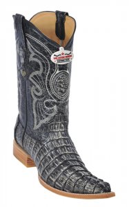 Los Altos Rustic Black All-Over Genuine Crocodile Tail 3X Toe Cowboy Boots 950181