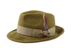 Bruno Capelo Olive Green Australian Wool Fur Felt Fedora Dress Hat LU-104
