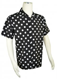 Pronti Black / White Polka Dot Design Button Up Short Sleeve Shirt S6540