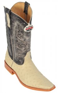 Los Altos Winterwhite Genuine All-Over Ostrich Square Toe Cowboy Boots 710304