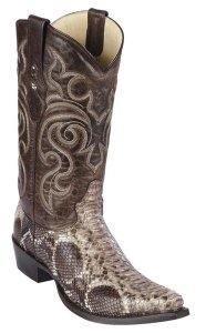 Los Altos Rustic Brown Genuine Python Snakeskin Snip Toe Cowboy Boots 945785