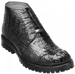 Belvedere "Orso" Black Genuine Hornback Crocodile Leather Ankle Boots 3507