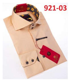Axxess Tan Cotton Modern Fit Dress Shirt With Button Cuff 921-03.