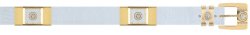 Los Altos White All-Over Genuine Ostrich Leg Diamond Belt With Gold Brackets C190528
