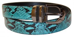 Serpi Turquoise / Black Genuine Snake Skin Belt S/30