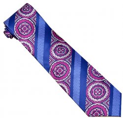 Verse 9 Collection Blue / Lavender Paisley Design 100% Woven Silk Necktie/Hanky Set V906