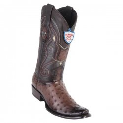 Wild West Faded Brown Genuine Full Quill Ostrich Dubai Toe Cowboy Boots 2790316