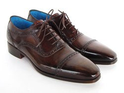 Brown Genuine Italian Calfskin Captoe Oxford Hand-Painted Shoes