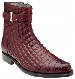 Belvedere "Libero" Antique Wine Genuine Alligator / Soft Quilted Leather / Leather Sole Boots 819.
