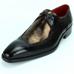 Encore By Fiesso Black / Gold Genuine Leather Shoes FI8704.
