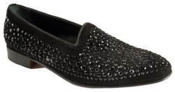 Mauri 3031 Black Genuine Suede / Gross Grain Loafer Shoes.
