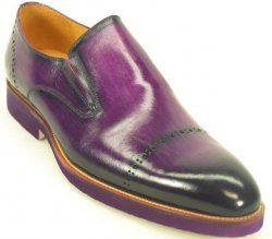 Carrucci Purple Genuine Leather Edge Slip on Loafer KS511-12M.