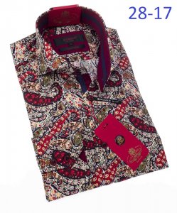 Axxess Multicolor Paisley 100% Cotton Modern Fit Dress Shirt 28-17.
