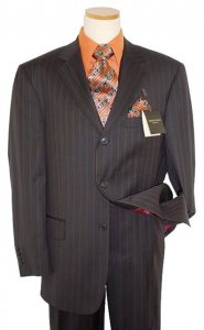 Giorgio Cosani Black/Rust Dual Pinstripes Super 120'S Wool Suit 2008
