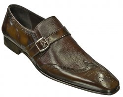 Mezlan "Lazaro" Brown Genuine Patent Leather Wing Tip Italian Calfskin Loafer Shoes 15453