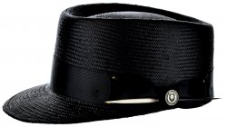 Bruno Capelo Black Straw Telescope Baseball Hat With Porcupine Quill LG-271