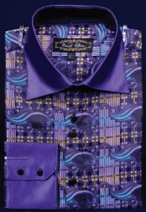 Daniel Ellissa Purple Fancy Polyester Shirt With Button Cuff FSS1406
