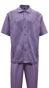 Silversilk Lilac / Plum / Lavender / White Cotton Blend Short Sleeve Knitted Outfit 6354