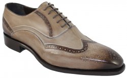 Emilio Franco 16188 Taupe / Chocolate Genuine Calf Medallion Toe Lace-up Shoes.