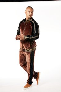 Stacy Adams Brown / Black Greek Cotton Velour Modern Fit Tracksuit Outfit 2608