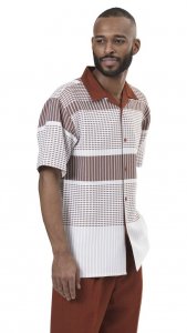 Montique Rust / White Multi-Pattern Design Short Sleeve Outfit 1940