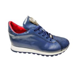Fennix Italy "Felix " Blue Genuine Alligator / Calf-Skin Leather Casual Sneakers.