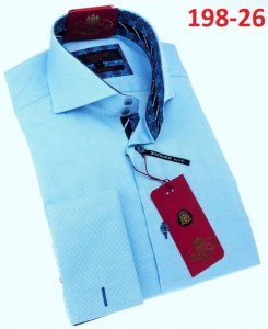 Axxess Sky Blue Cotton Modern Fit Dress Shirt With French Cuff 198-26.