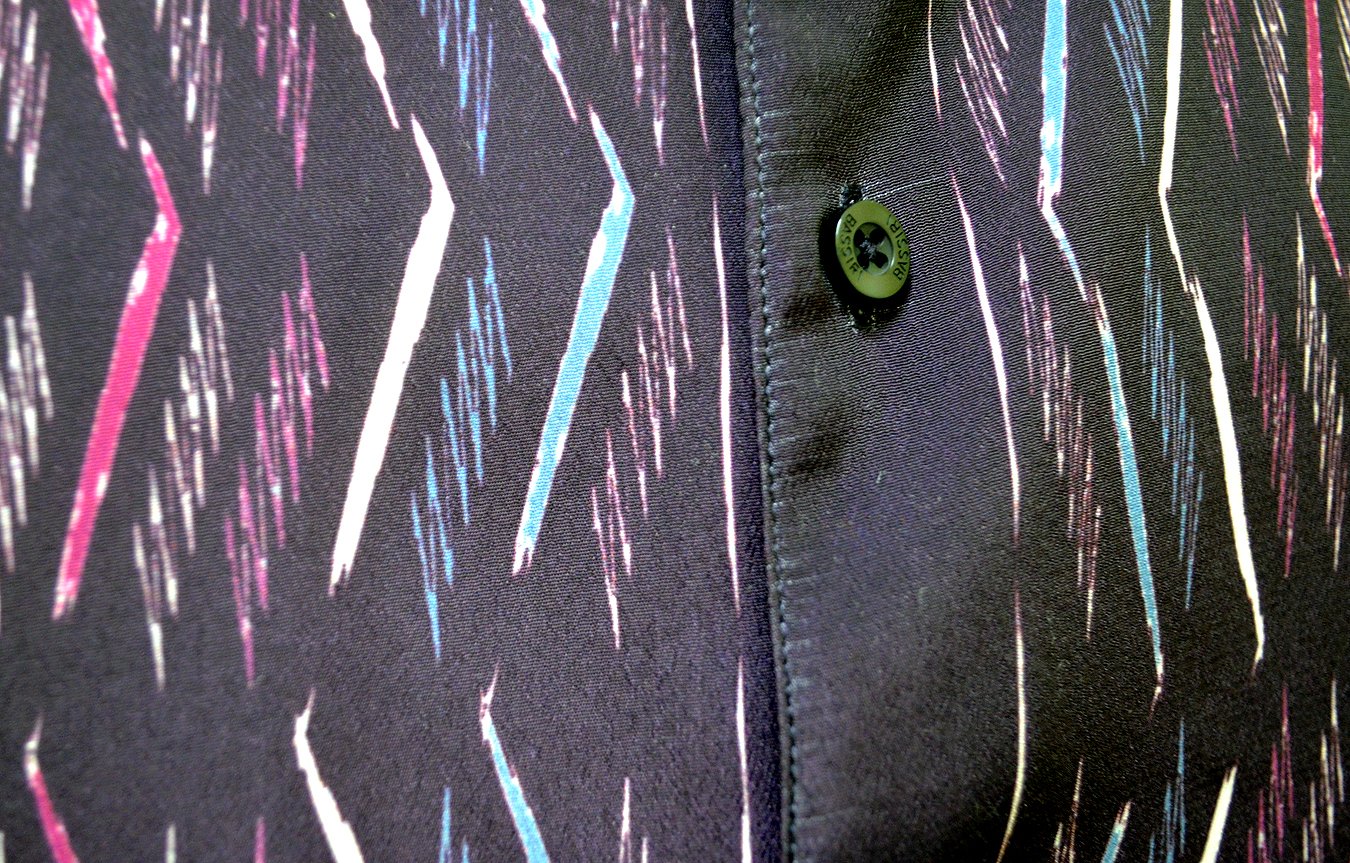 Bassiri Purple Combo Artistic Designed Short Sleeve Shirt 