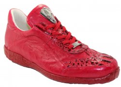 Fennix Italy "Jack" Red Genuine Hornback Crocodile / Calf Sneakers.