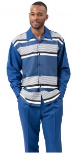 Montique Sapphire Blue / White / Black Horizontal Striped Long Sleeve Outfit 1962