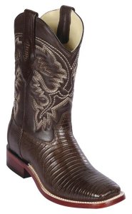 Los Altos Brown Genuine Teju Lizard Wide Square Toe Cowboy Boots 8220707
