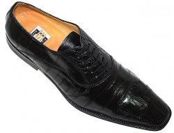 David Eden "Basset" Black Genuine Crocodile/Eel Shoes