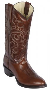 Los Altos Brown Genuine Pull Up Leather Round Toe Cowboy Boots 653807