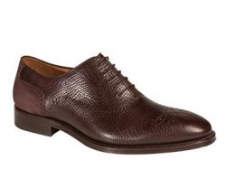 Mezlan "Vigo" Brown Gorgeous Tumbled Calfskin & Suede Collared Throat Classic Medallion Toe Ball Oxford Shoes